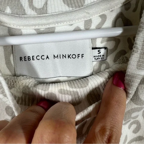 Rebecca‎ Minkoff Cream Grey Leopard Print Sweatshirt - Picture 4 of 6